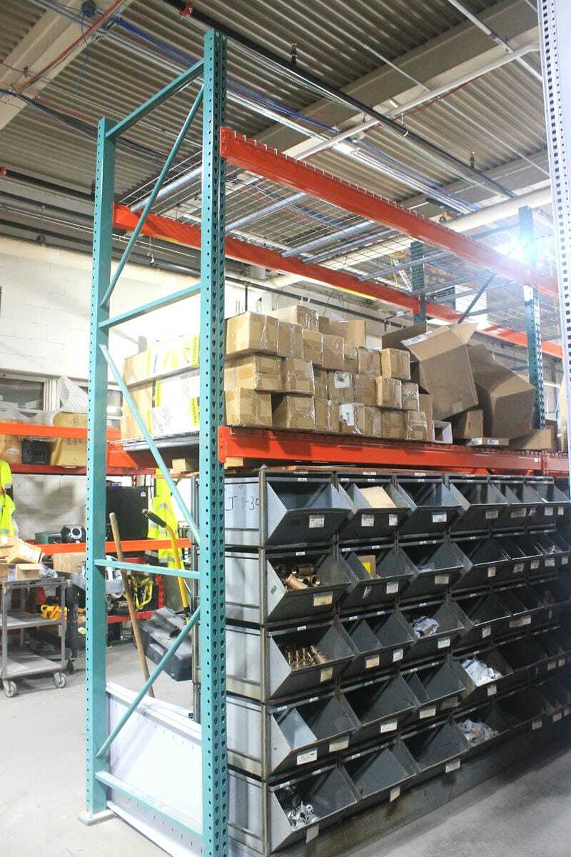 Steel King pallet rack used for boxed inventory